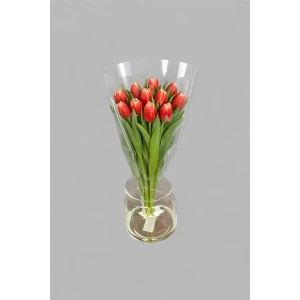 Букет из 11 красно-белых тюльпанов