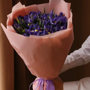 Букет из 101 синего ириса в упаковке 