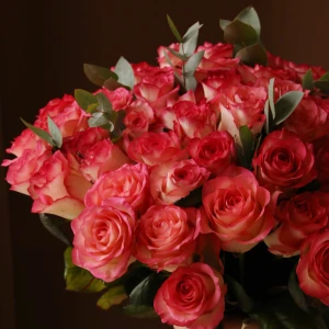 Букет из 51 розы Джумилия с зеленью 