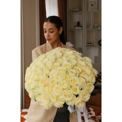 Букет  101 роза Аваланш 